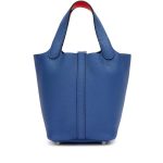 Hermès Bleu Brighton Clemence and Capucine Swift Verso Picotin Lock 18 Palladium Hardware - Image 4